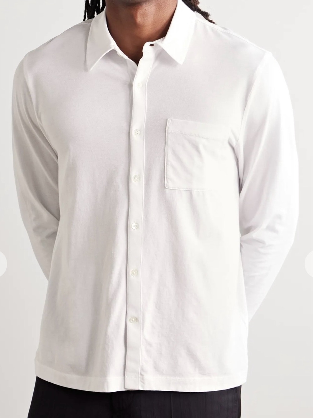 James Perse White Slim Fit Cotton Jersey Fit Button-Down Shirt